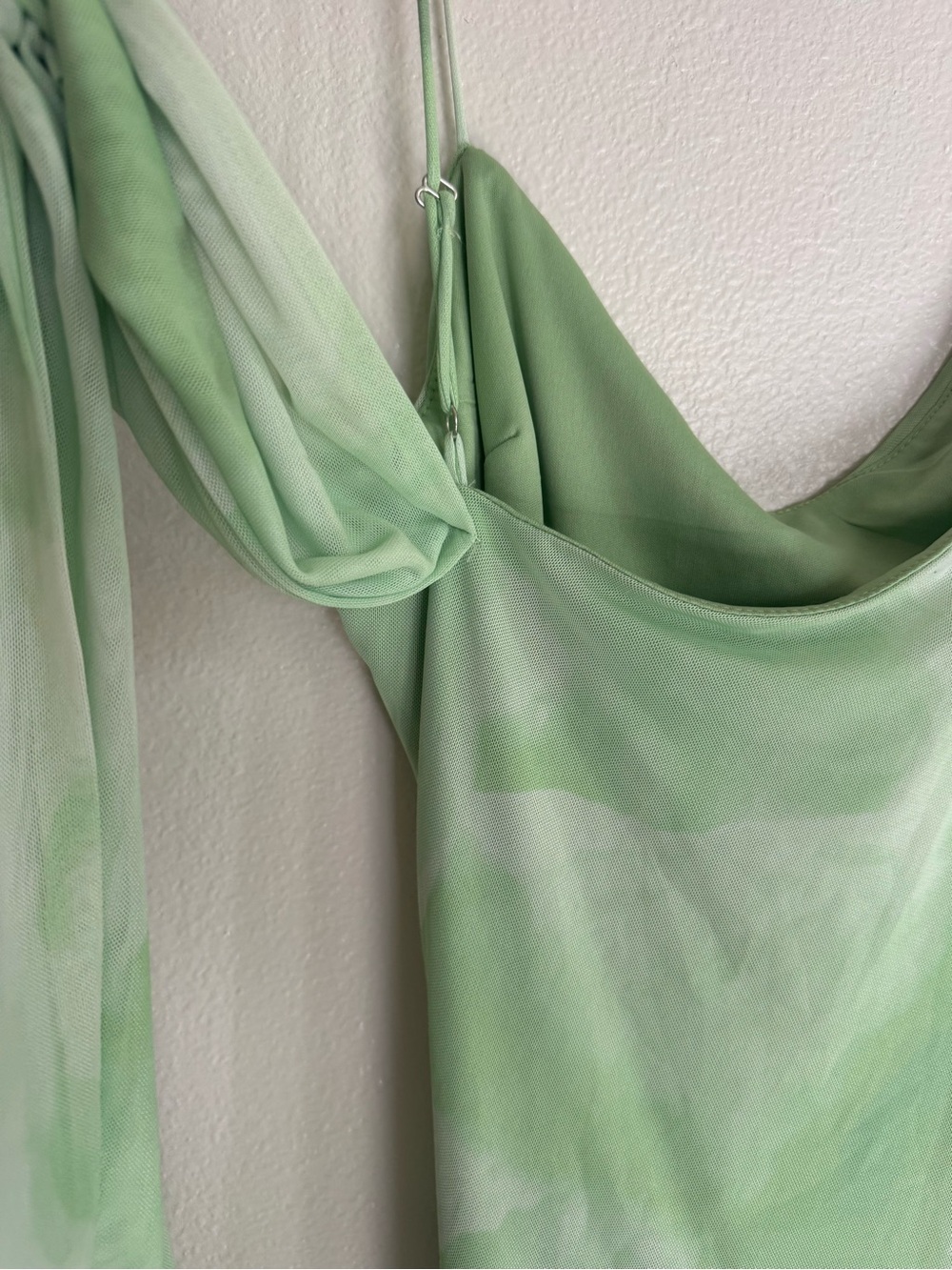 Zara Sheer Draped Midi Dress in Light Green - Picture 5 of 8
